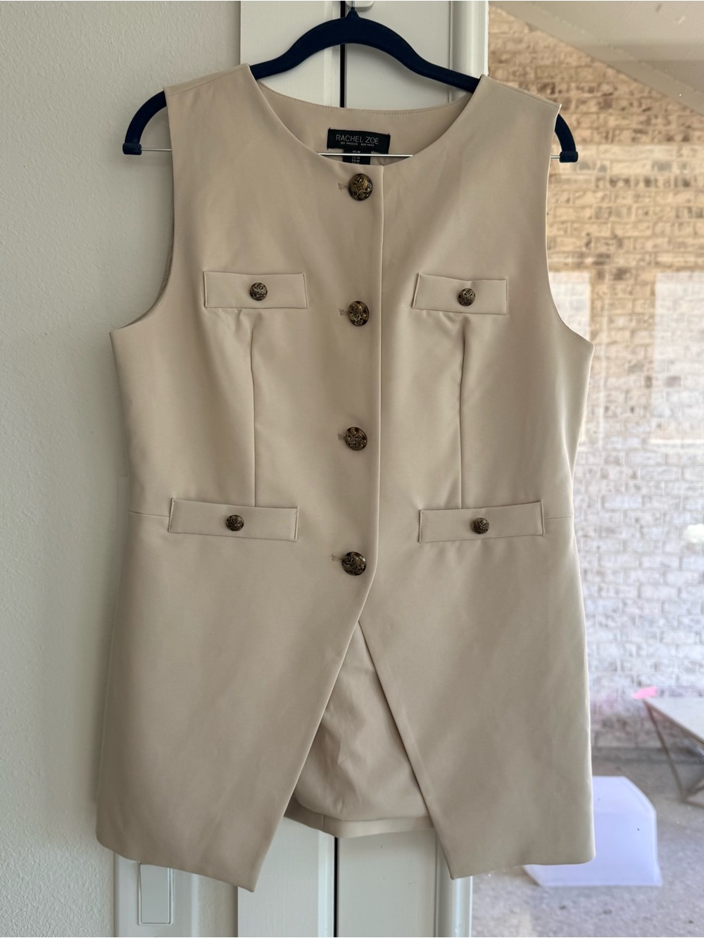 Rachel Zoe Tailored Crew Neck Sleeveless Vest
